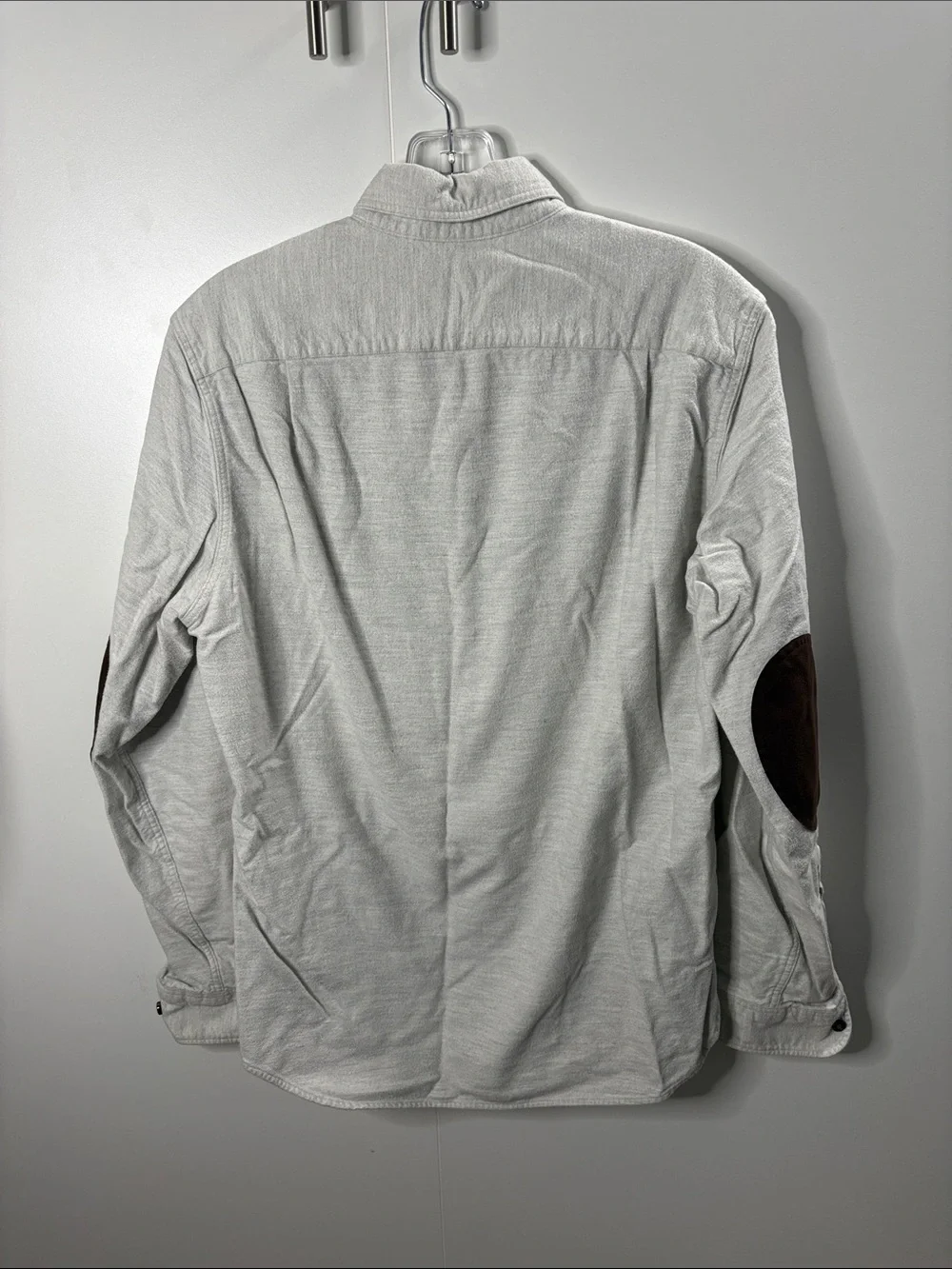 J. Crew Cream Button-Down Shirt with Brown Elbow Patches S